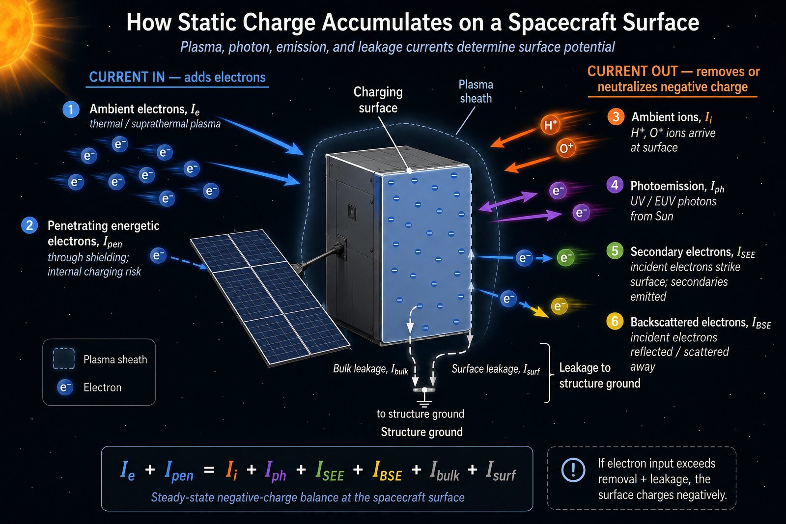 Current balance at a spacecraft surface
